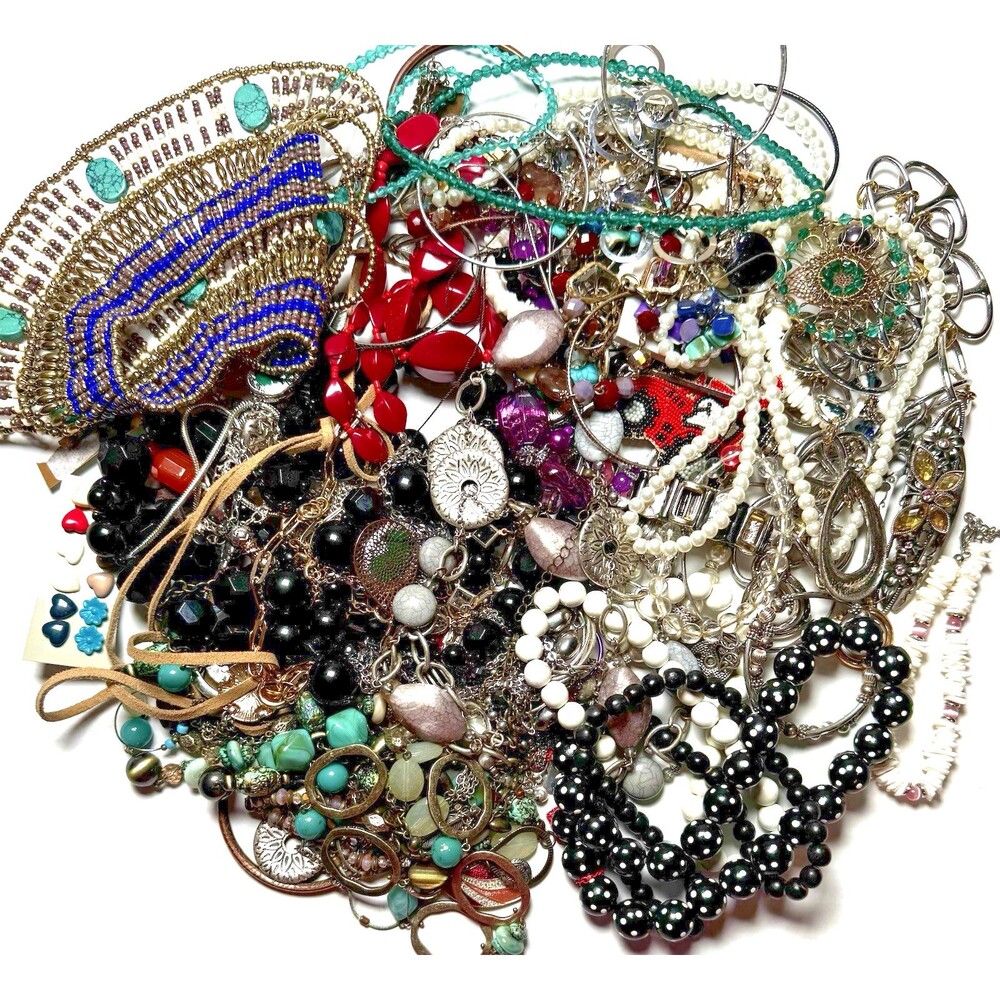 Wearable Jewelry Lot Mixed Necklaces Bracelets Unsorted Signed Unsigned 4 lbs